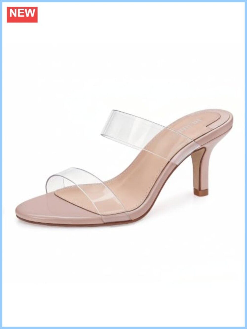 Clear Strappy Mule Sandals 2 Inch Open Toe Slip On Heeled Sandals